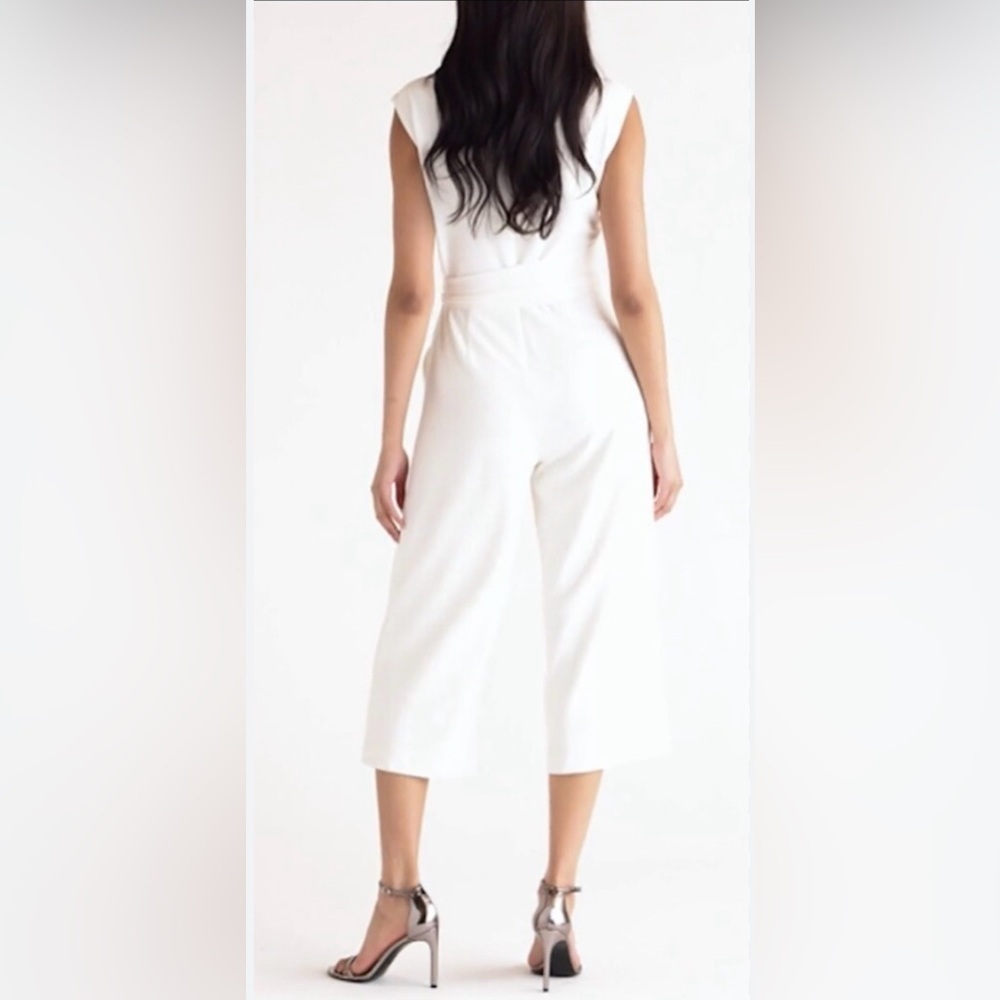 Tahari ASL Scuba Crepe Side Knot Jumpsuit – Size 10 – Ivory - Picture 3 of 10